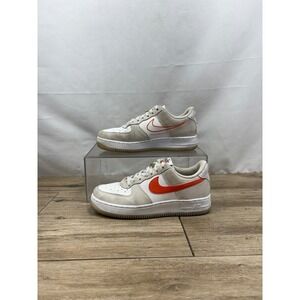 Nike Air‎ Force 1 Low Retro Sneakers Orange Suede Accents Casual Shoes
